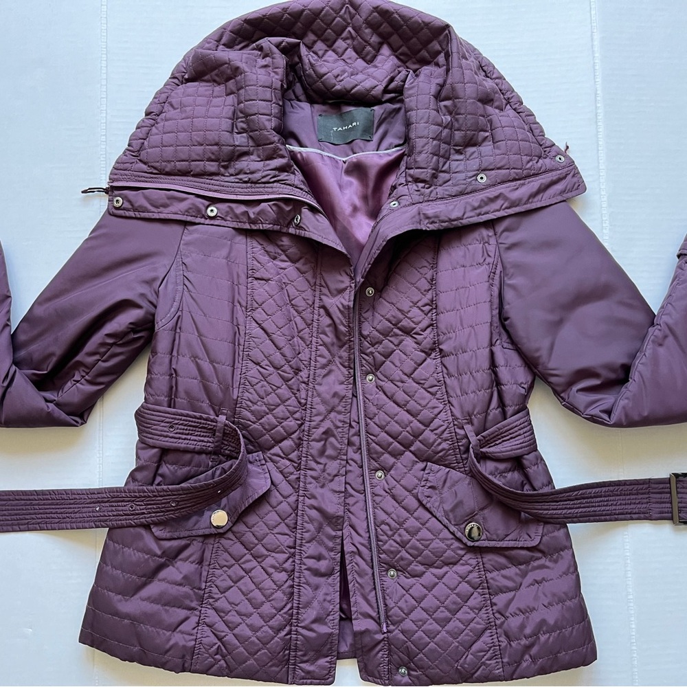 Tahari Quilted Plum Puffer Jacket